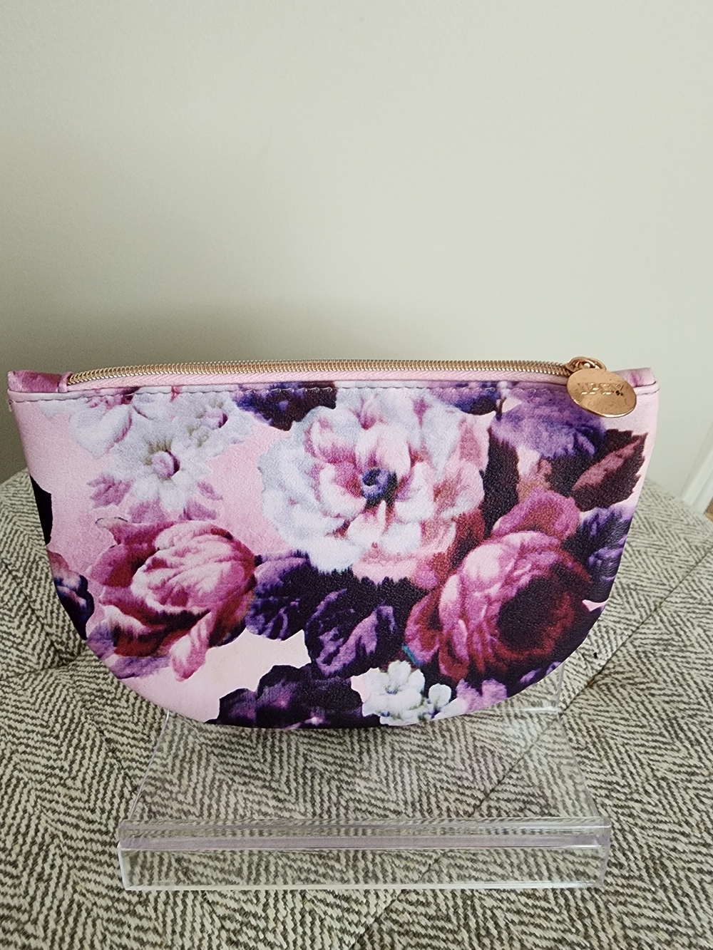 Ipsy Floral Pink & Purple Cosmetic Pouch